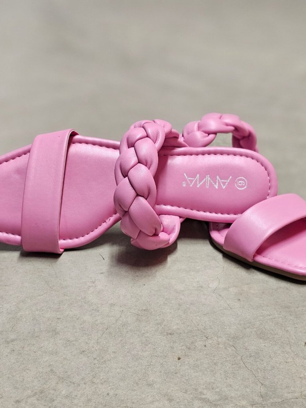 Braided Strap Pink Flat Sandals For Women Comfortable Square Toe Slip-On Design - Picture 2 of 11